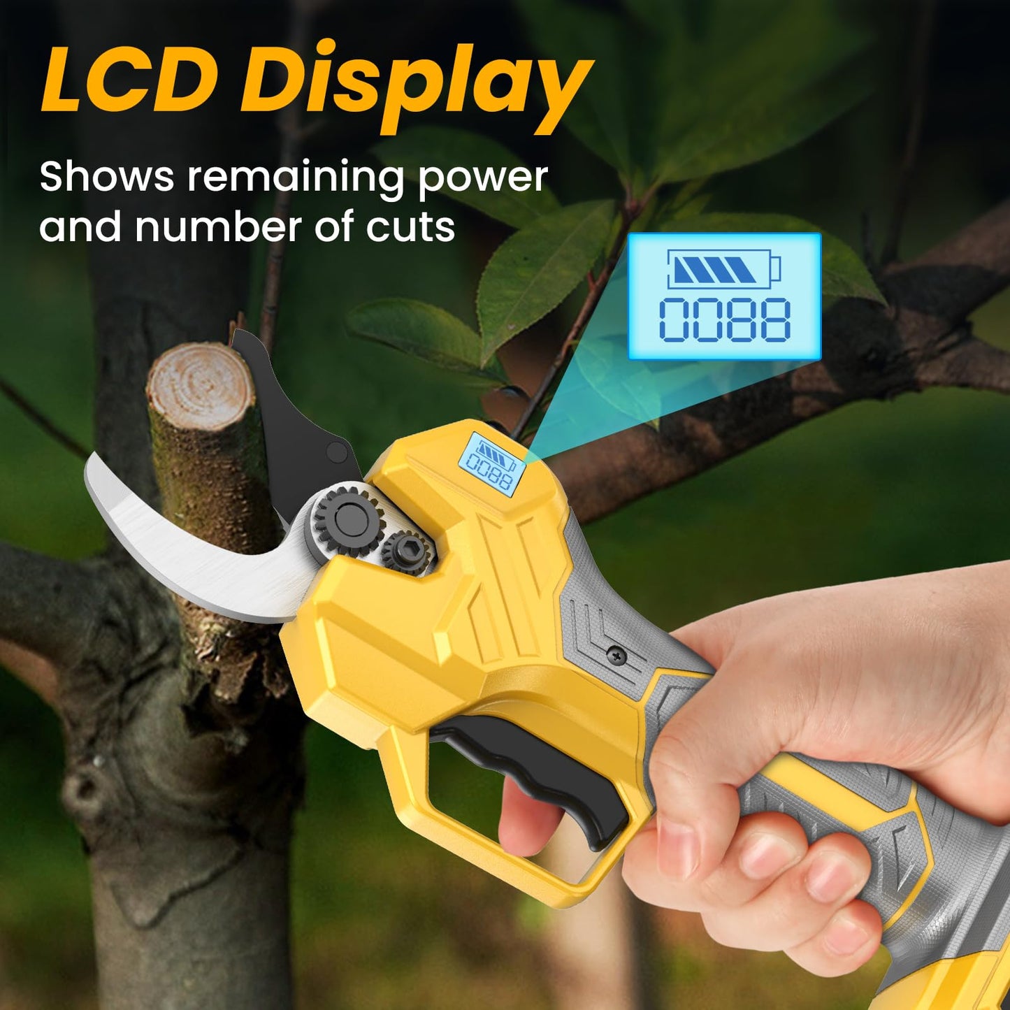 Electric Pruning Shears , Loppers 1000W Brushless Motor Cutting 2.6 inch Diameter Professional Gardening Electric Shears,Heavy Duty Branch Pruner,2*2000mAh Battery,Sk7 Blades,Perfect for Tree Trimming
