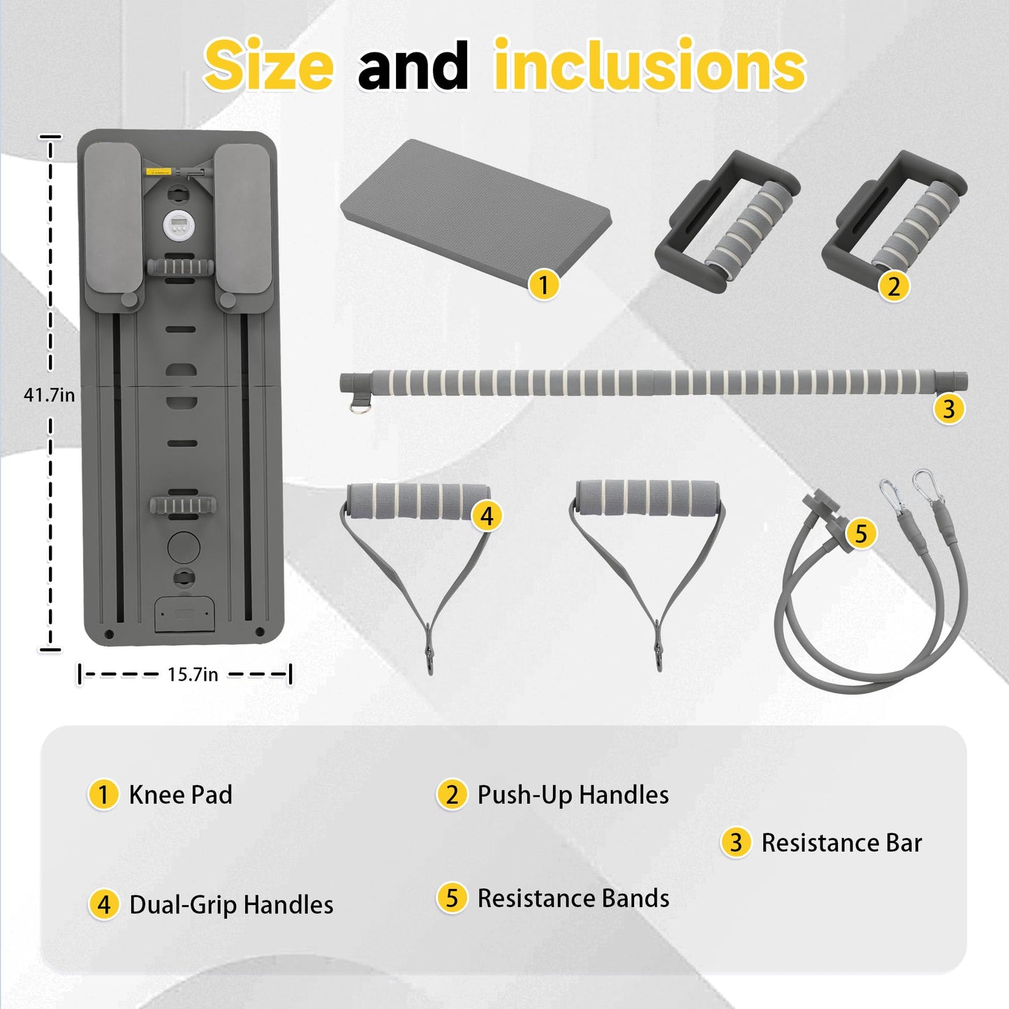 COSIEST Pilates Board for Home Use, Foldable Pilates Reformer Set with Resistance Bands, All-in-One Professional Workout Fitness Equipment for Core, Abs, Glutes, Legs, Butt, Arms Toning (Dark Grey)