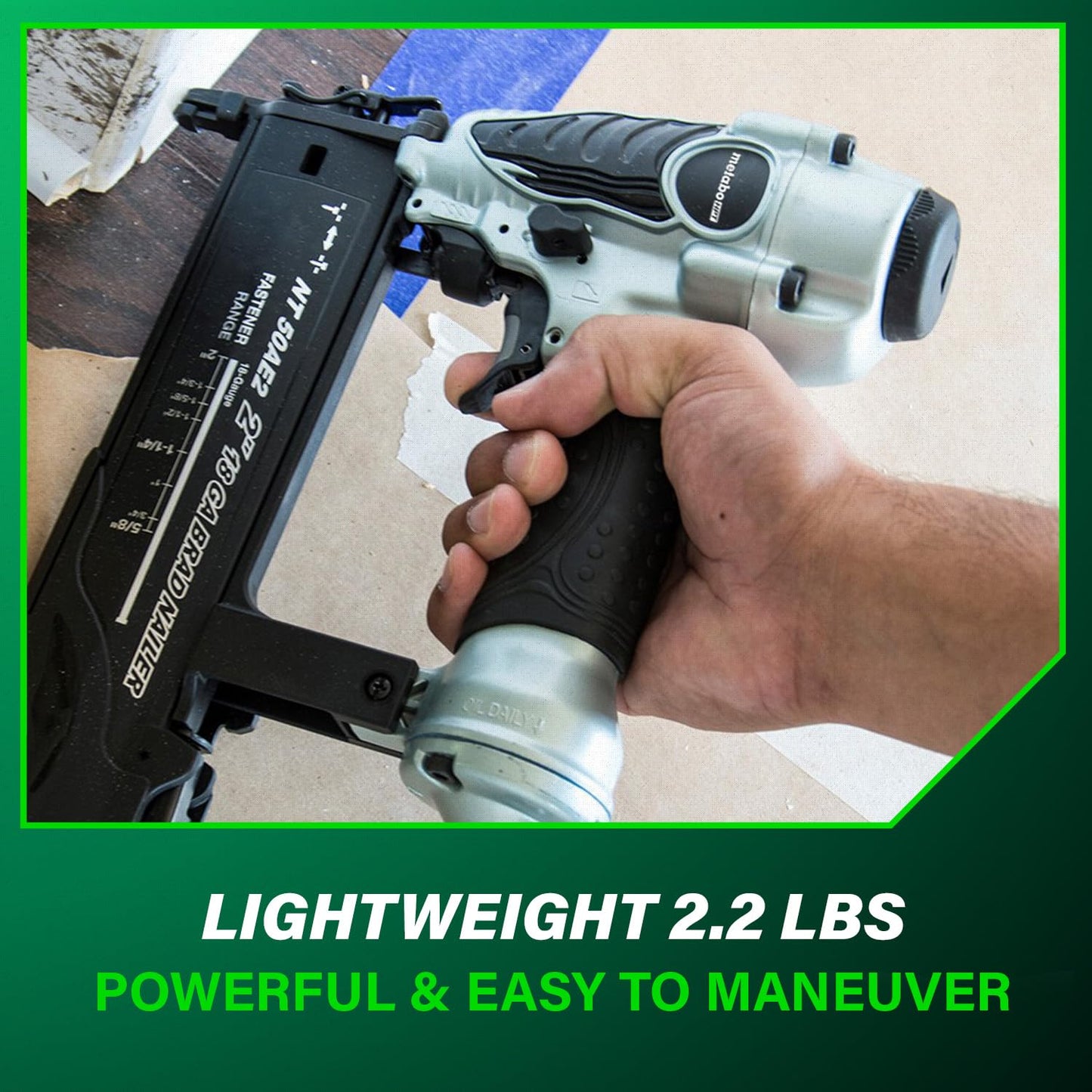 Metabo HPT Brad Nailer,Pro-Preferred Lightweight Pneumatic Power Nailer for Precision Trim Work and Furniture Building,Adjustable Depth,18 Gauge,5/8" up to 2" Brad Nails,NT50AE2,(Pack of 5)
