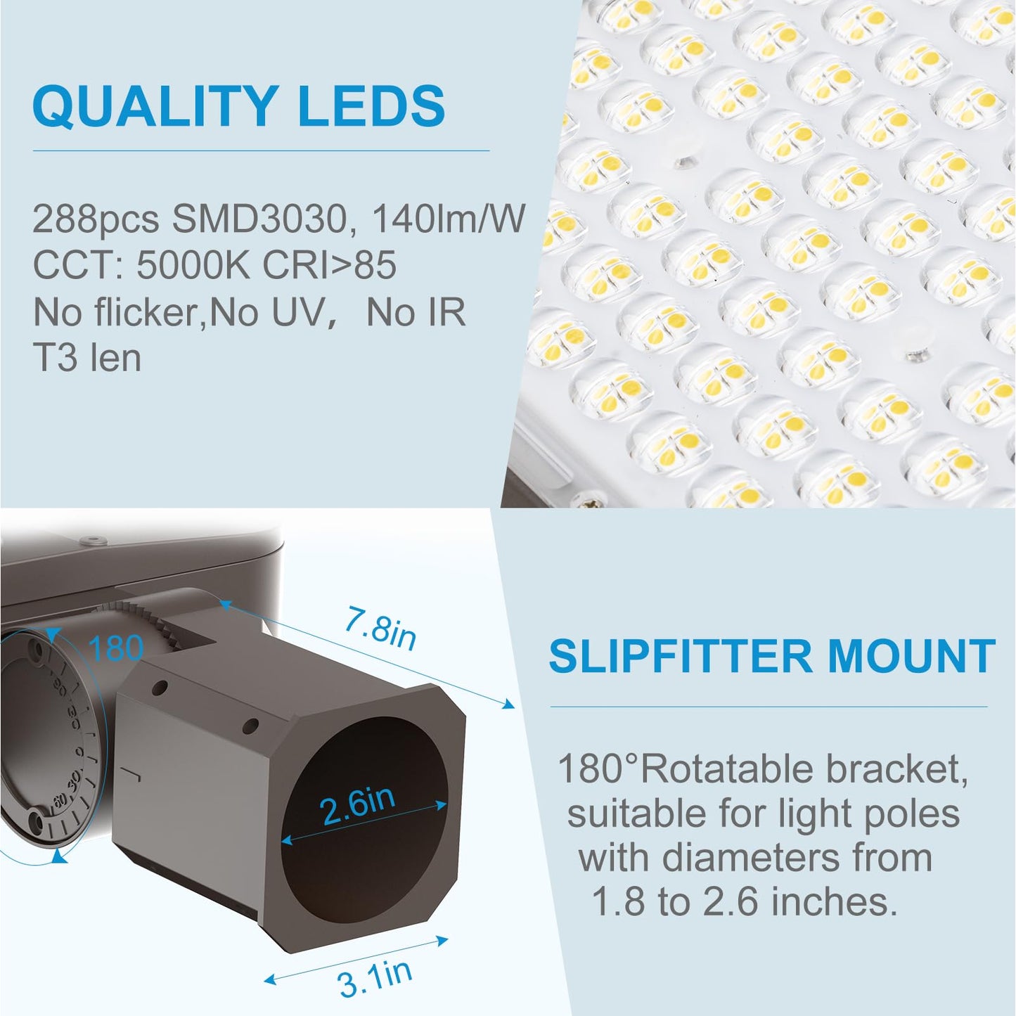 5Pack 240W LED Parking Lot Lighting 60000LM 5000K Pole Lights Outdoor with Smart Dusk to Dawn IP65 Outdoor LED Parking Lot Lights Pole Mount for 30~50Ft Yard,Driveway,Stadium,Roadway-7Yrs Warranty