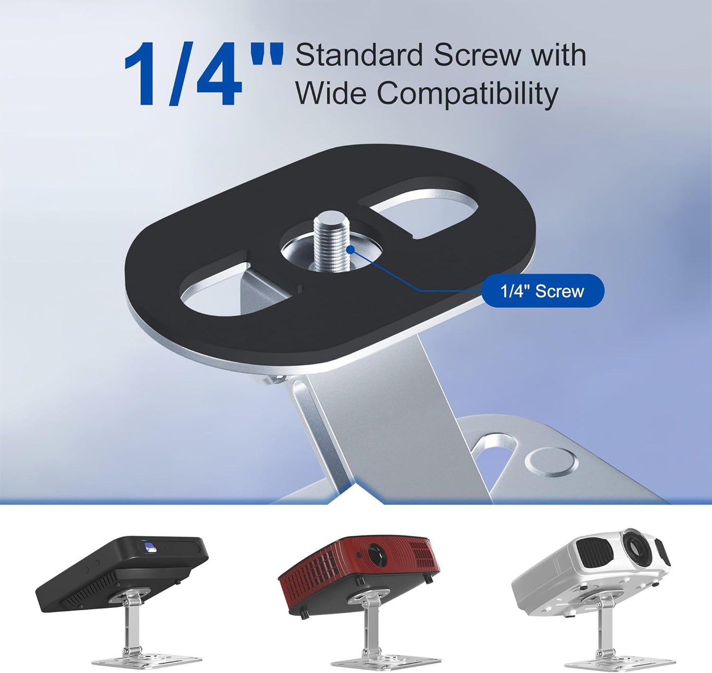 Zeleramdo 3 1 1/4" 360 in Desktop Projector Stand, Foldable Table Projector Mount with Thread, Rotation Projector Wall