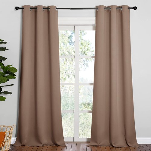 NICETOWN Light Reducing Grommet Curtains - Soft Triple Woven Drapes for Living Room | 2 Panels, W42 x L90, Cappuccino