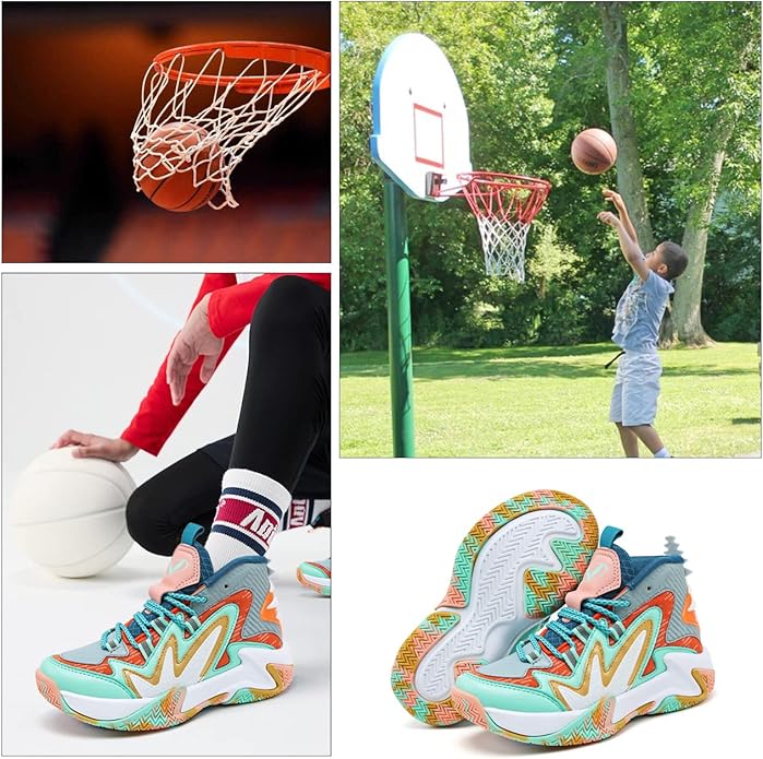 VITUOFLY Kids Basketball Shoes Boys Air Cushion Sneakers Girls Mid Top School Hoops Shoes Non-Slip Outdoor Sports Running Gym Comfortable Durable Little Kid/Big Kid