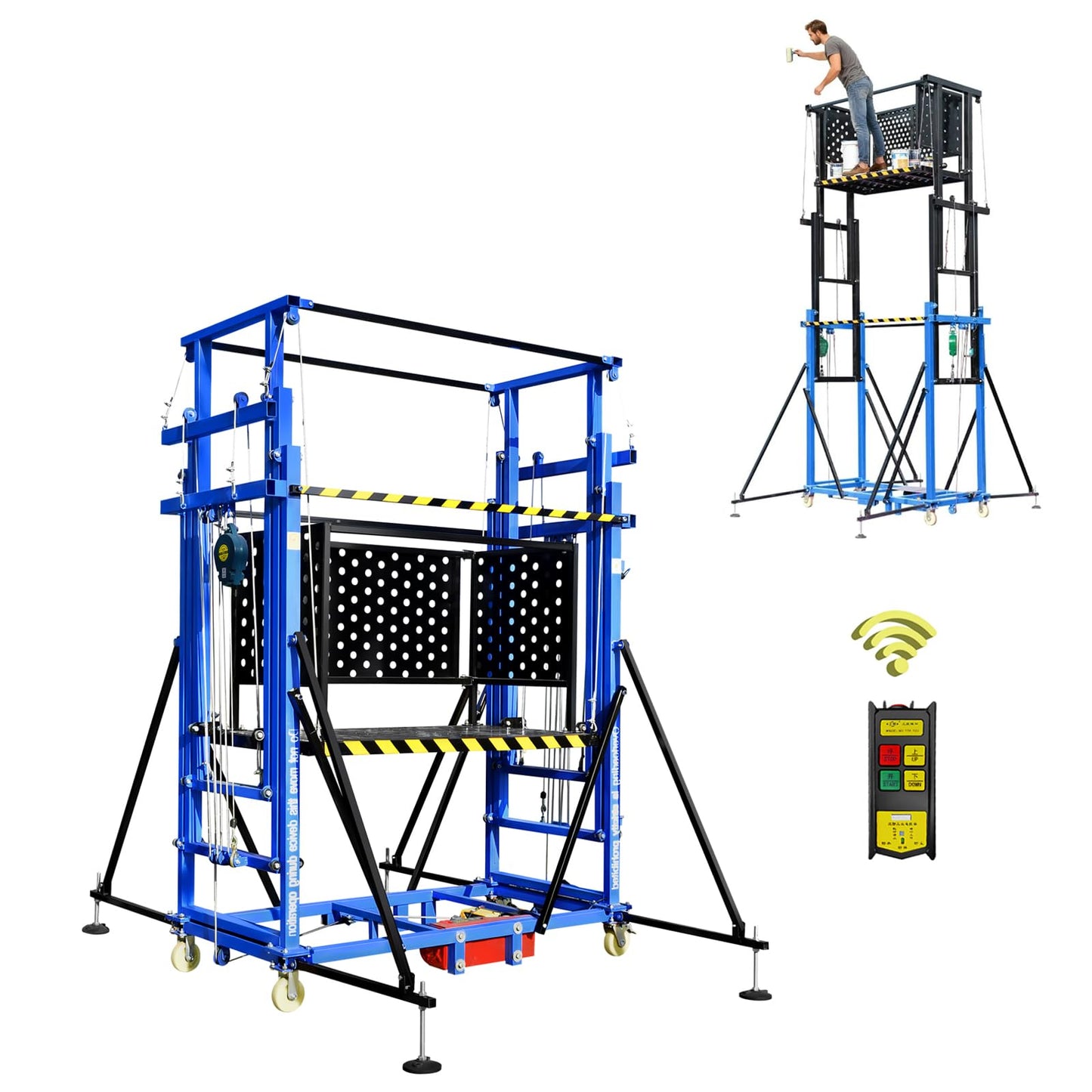 660LBS 13.2FT Electric Scaffolding Lift Platform, Upgraded Version Suitable for Home Decoration Site Construction (CE Certification)