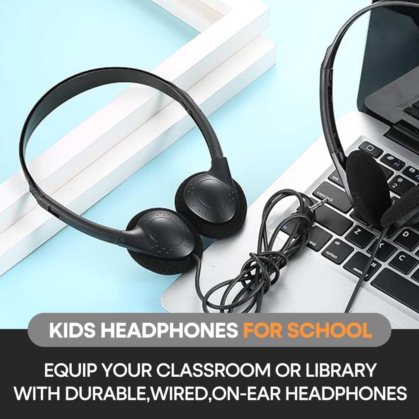 12 Pack Set 3.5mm 12 Pack) Classroom Headphones Bulk Class for School Students Kids and Adult -Sturdy Wired Plug