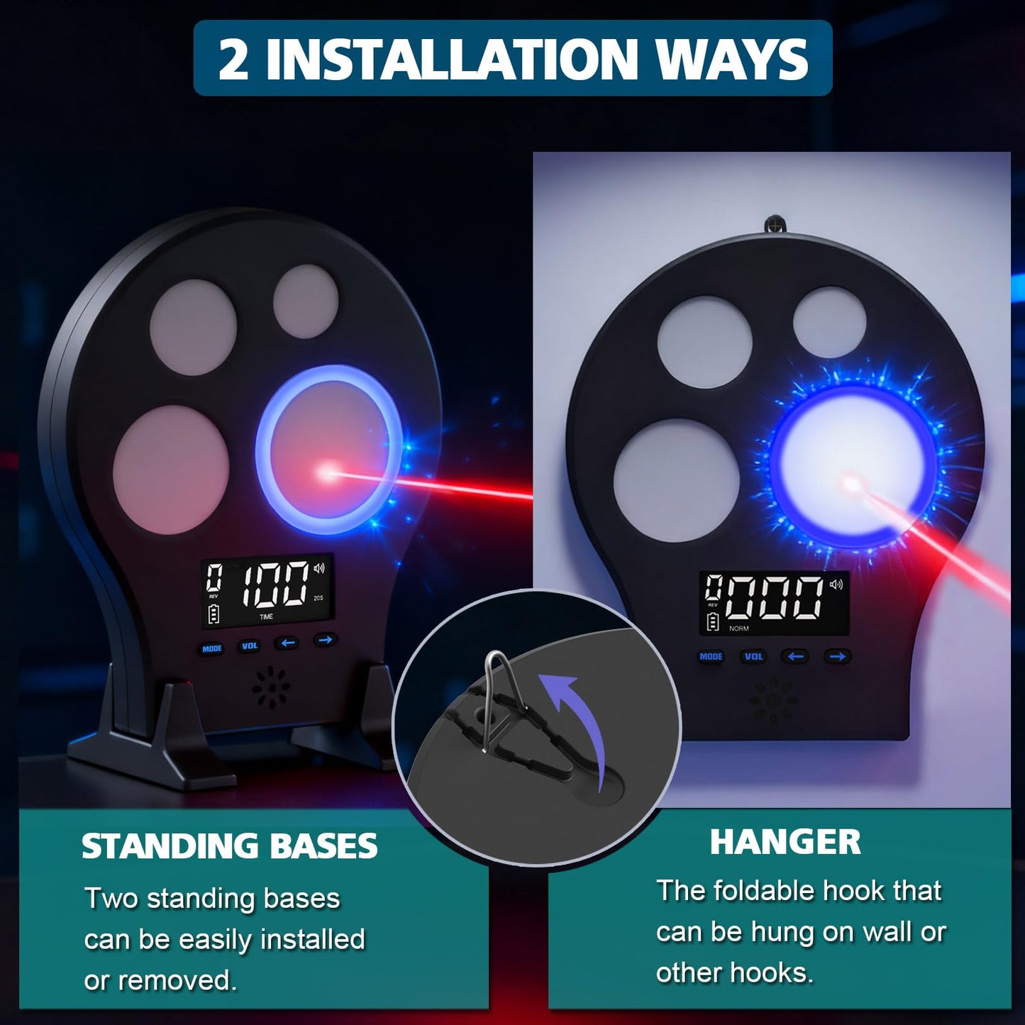 Laser Training Target M-Target - Four-Zone Dry-Fire Training System for Indoor Shooting Practice, with Three Modes, History Record & Portable Case