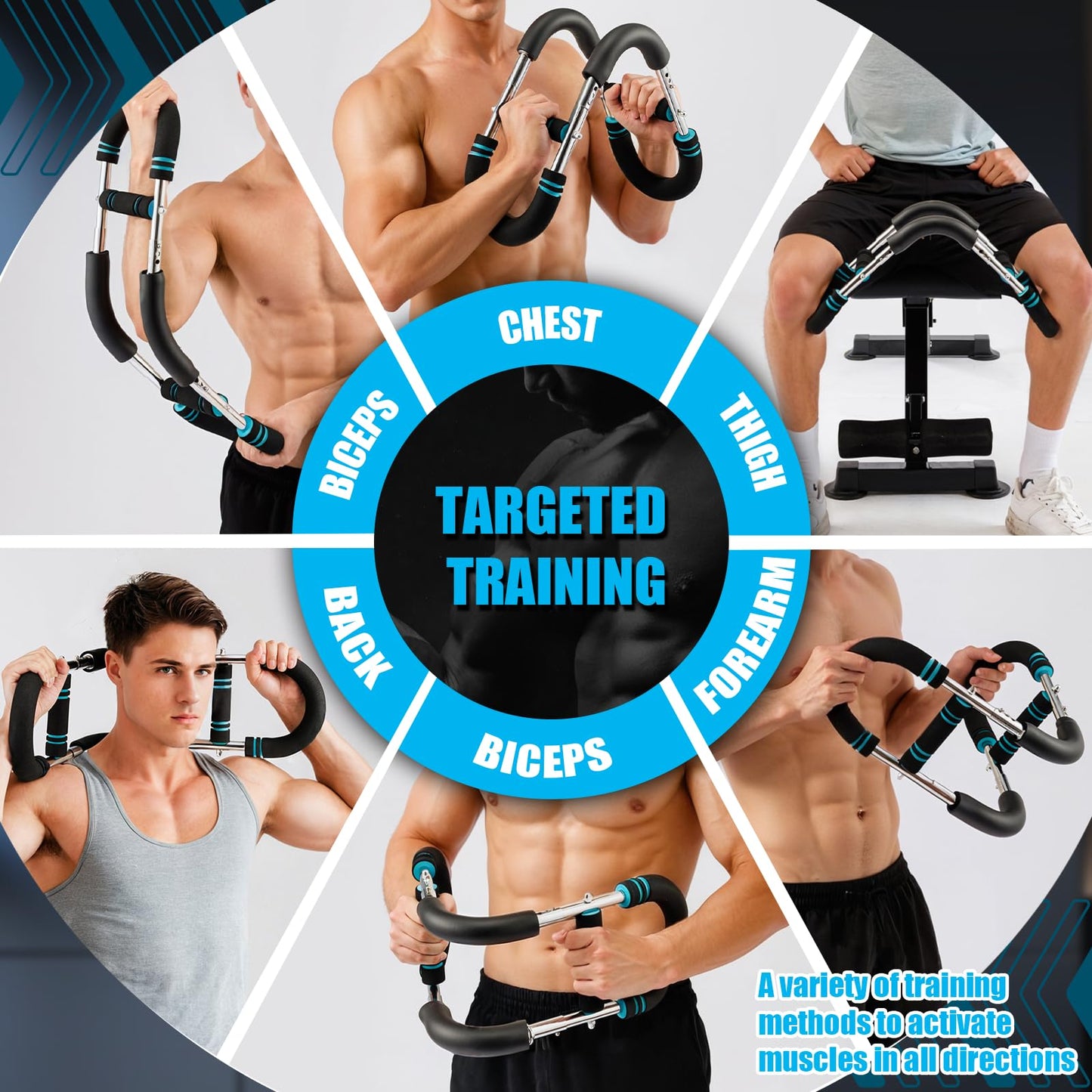 Twister Arm Trainer 20-60lb Adjustable 9 Resistance Levels Strength Trainer, Portablearm Chest Workout Equipment for Men & Women, Detachable Office Chest Trainer.（US Stock）
