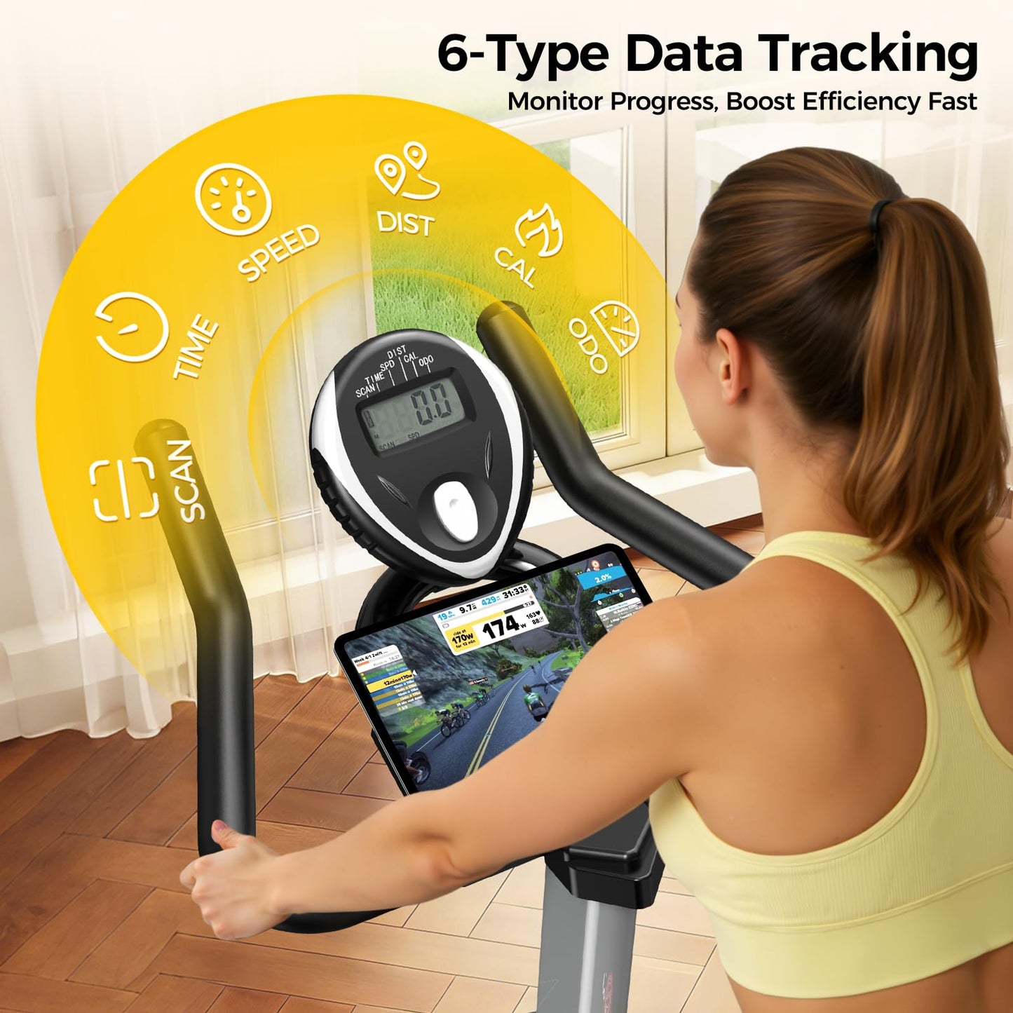 pooboo Exercise Bike,Stationary Bike for Home with Exclusive App,Magnetic Indoor Cycling Bike with 350 lb Weight Capacity,Tablet Mount and for Weight Loss