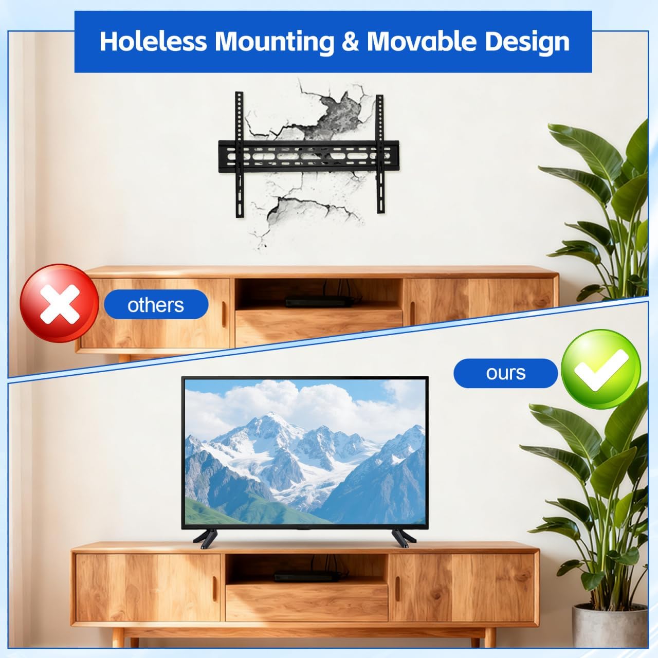 Toyvian 32-55 Inch Set Universal Tv Mount Stand with Brackets for Tvs Tabletop Holder with Non-Slip Base Easy