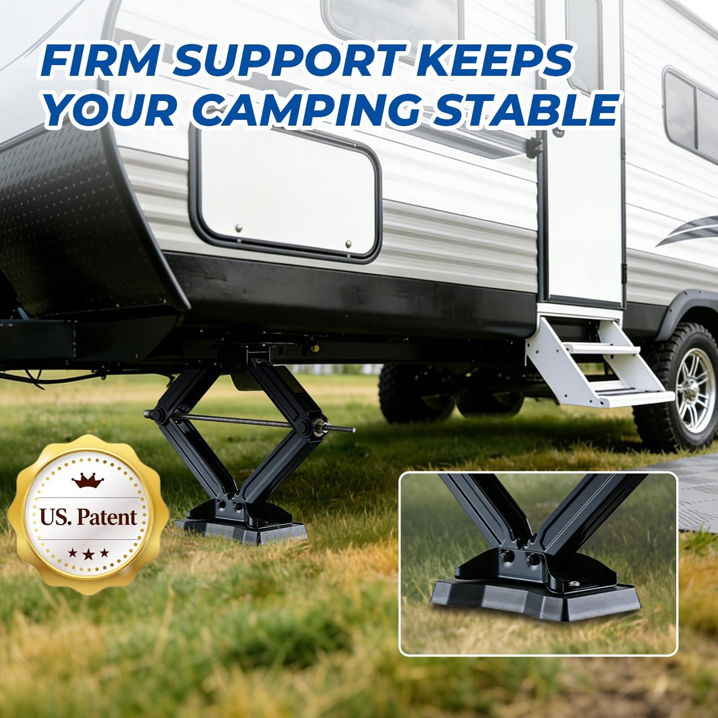 ROBLOCK RV Stabilizer Jack Pads 2 Pack, Heavy Duty Rubber Scissor Jack Leveling Blocks,Non-Slip Stabilizer Pad Solid Rubber Protection Foot for Travel Trailer Camper 5th Wheels,Black