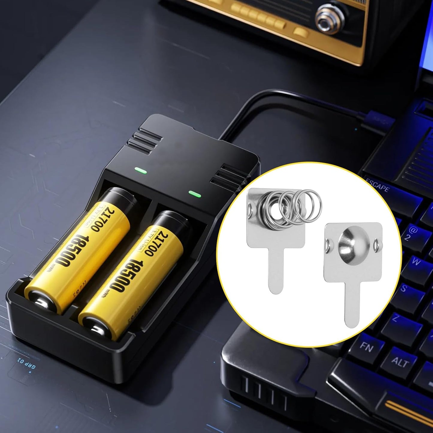 Mardatt 100Pcs Battery Springs AA, Battery Negative and Positive Nickle Plated Conversion Spring Contact Plate