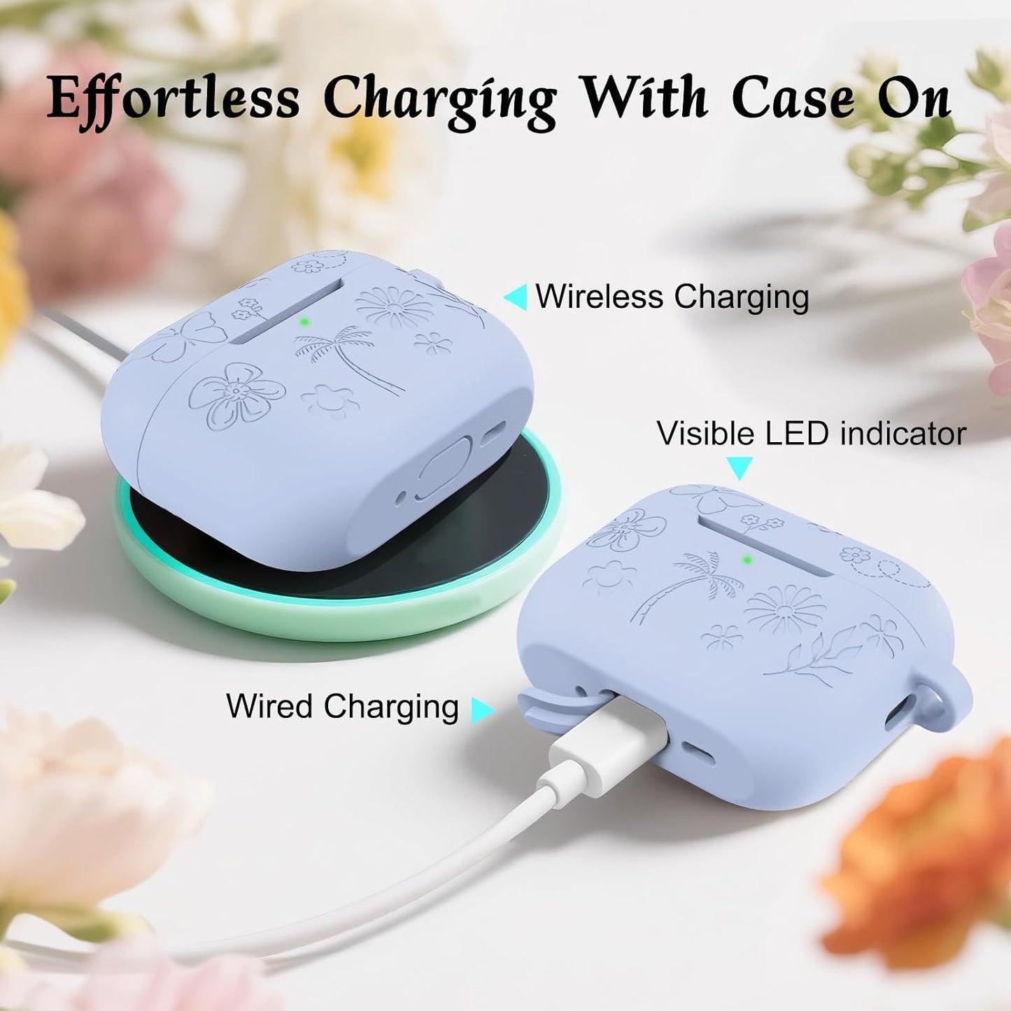 MATEPROX 3 3rd Generation[2025] Flower Design Compatible with AirPods Pro Case with Keychain/Hand Strap, Airpod Pro