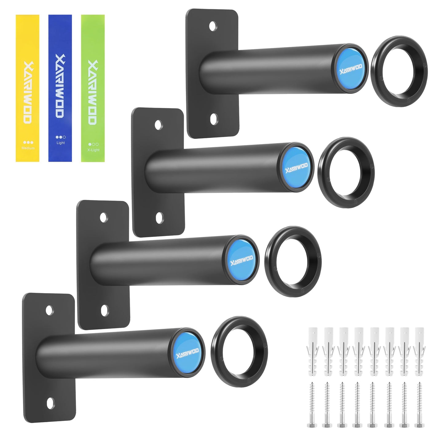 XARIWOD Wall Mounted Weight Plate Holder for 2" Olympic Plates - Heavy Duty Weight Plate Rack, 300 lbs Capacity, Home Gym Storage Organizer with Mounting Hardware (4 Pack)