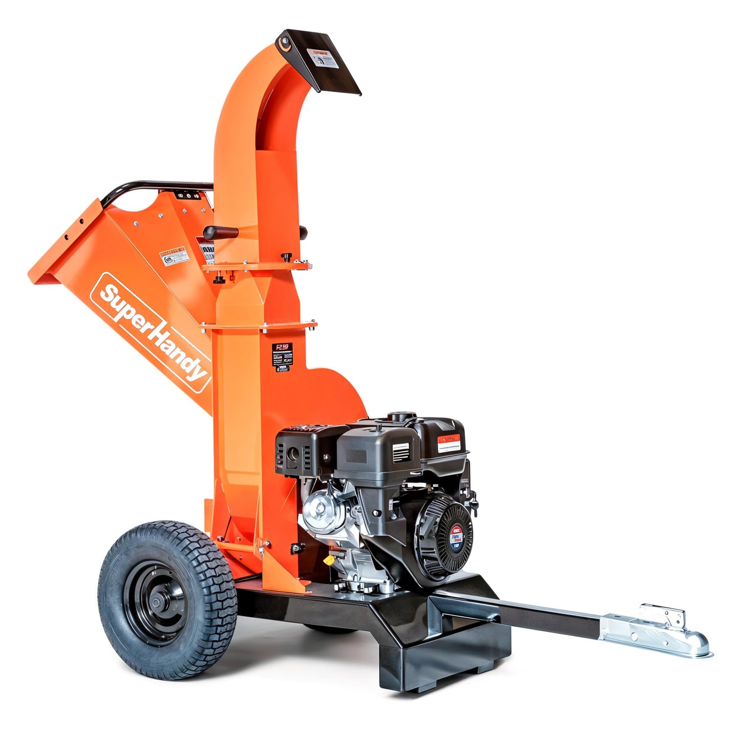 SuperHandy Towable Wood Chipper – 4 in. Chipping Capacity, 15HP Gas Engine, 13 in. Wheels, Electric Start, Trailer-Ready with 2 in. Coupler