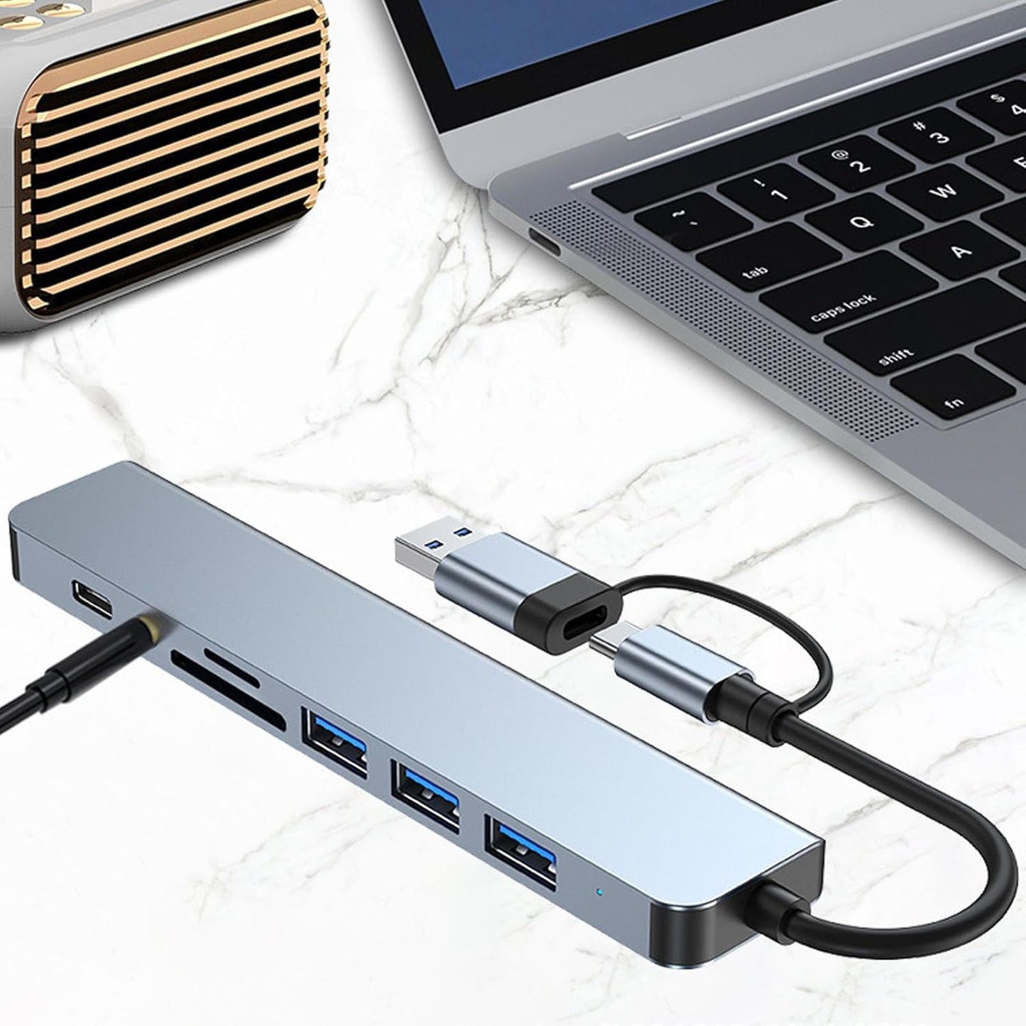 XUMIUZIY 8 1 3.0 in USB C Hub, Aluminum USB C Ethernet Multiport Adapter, Loseless USB Docking Station for Computers