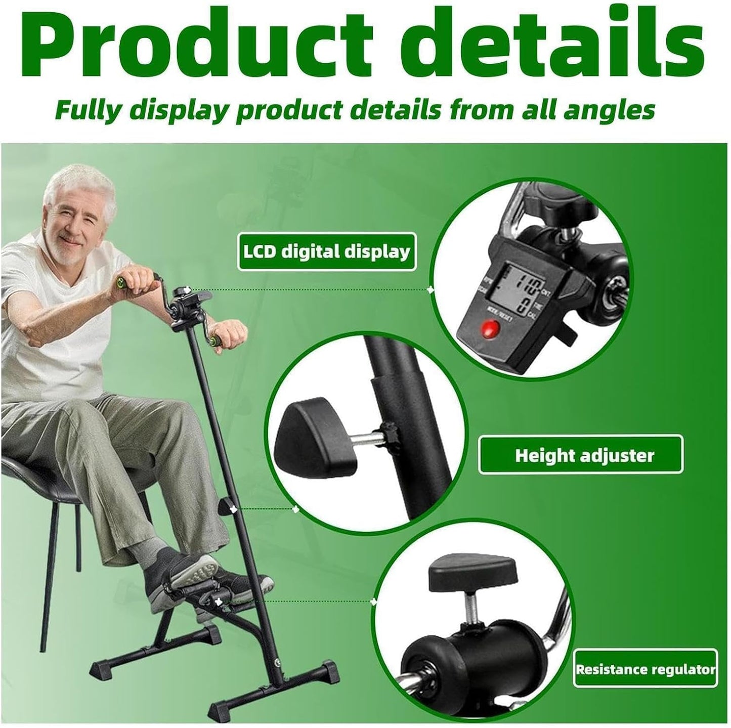Pedal Exerciser Bike for Seniors Hand Arm Leg and Knee Stroke Recovery Equipment for Seniors fit for Full Body Great Gift for Elderly RehabWorkout (Pedal Exerciser Bike)