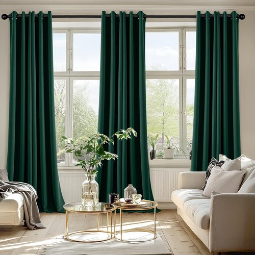 MIULEE Hunter Green Blackout Curtains - Thermal Insulated Room Darkening Drapes | 96 Inches Long, 2 Panels
