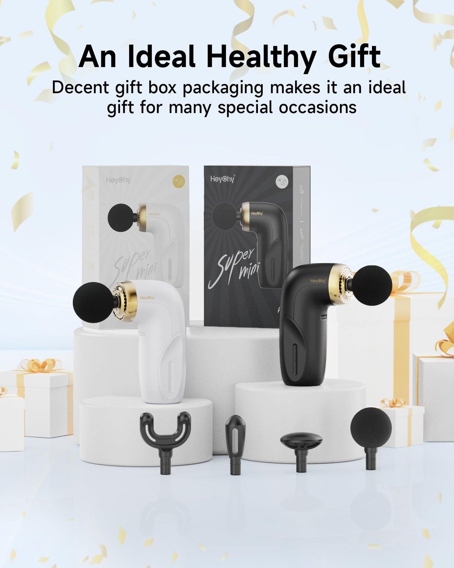HEYCHY A1 Super Mini Massage Gun, Percussion Deep Tissues Muscle Massager, Travel Massage Gun, Compact Sports Massager, Portable Handheld Massager for Office, Home, Athletes(Black)