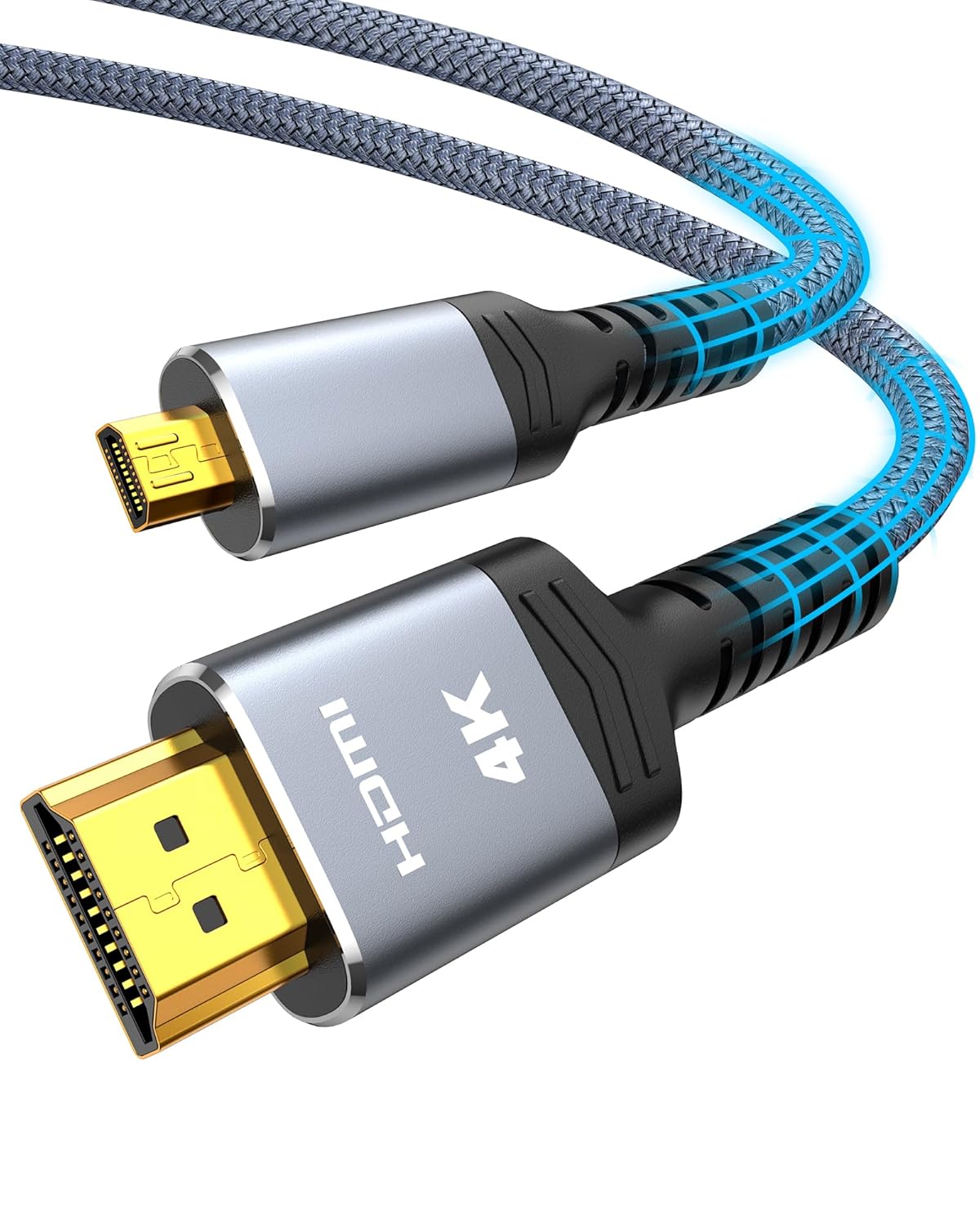 4K 3 2.0 4K@60HZ 2K@165HZ 18Gbps 3FT Highwings Micro HDMI to HDMI Cable FT, Micro Male to HDMI Male Nylon Braided Cord