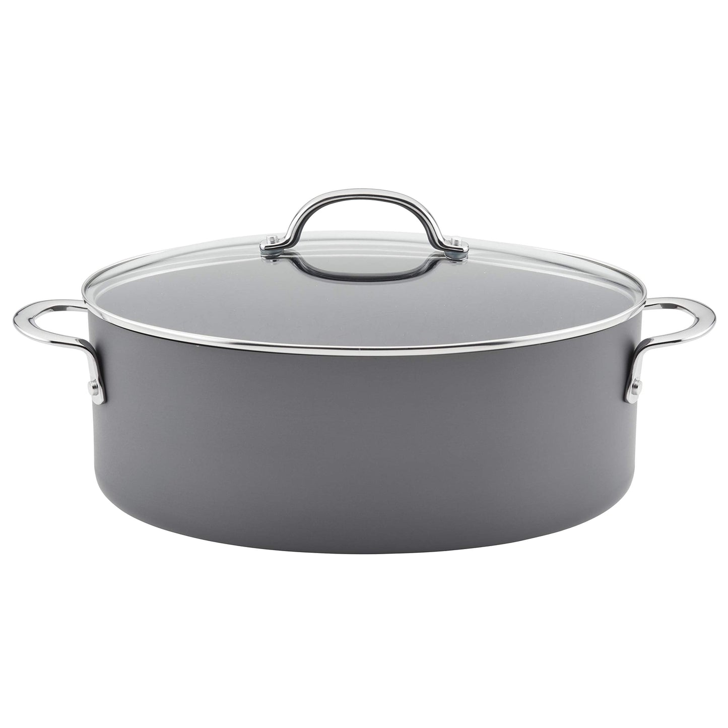 Rachael Ray 80090 Professional Hard Anodized Nonstick Cookware Oval Pasta Pot/Braiser, 8 Quart - Gray