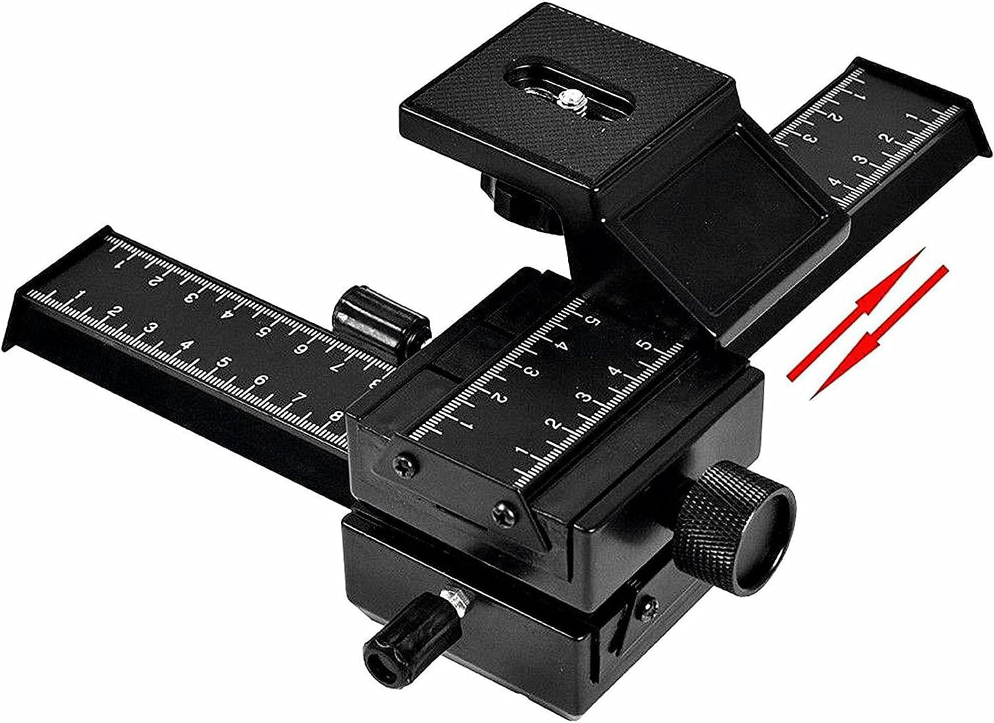 VEETALEE 4-Way 1/4" Aluminum Macro Focusing Rail Slider with Quick Release Plate, Screw Hole for Close-Up Shooting