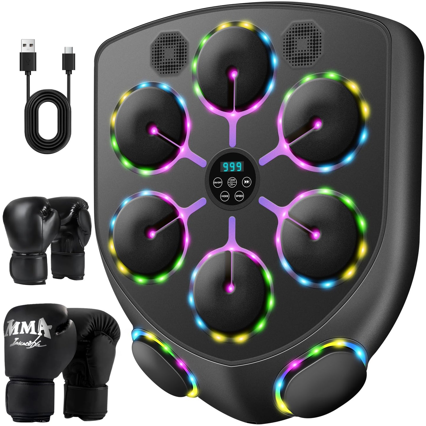 YORWHIN Smart Music Boxing Machine for Adults and Kids, Bluetooth Boxing Equipment with Boxing Gloves, Wall Mounted Electronic Punching Machine for Home Gym Workout Indoor