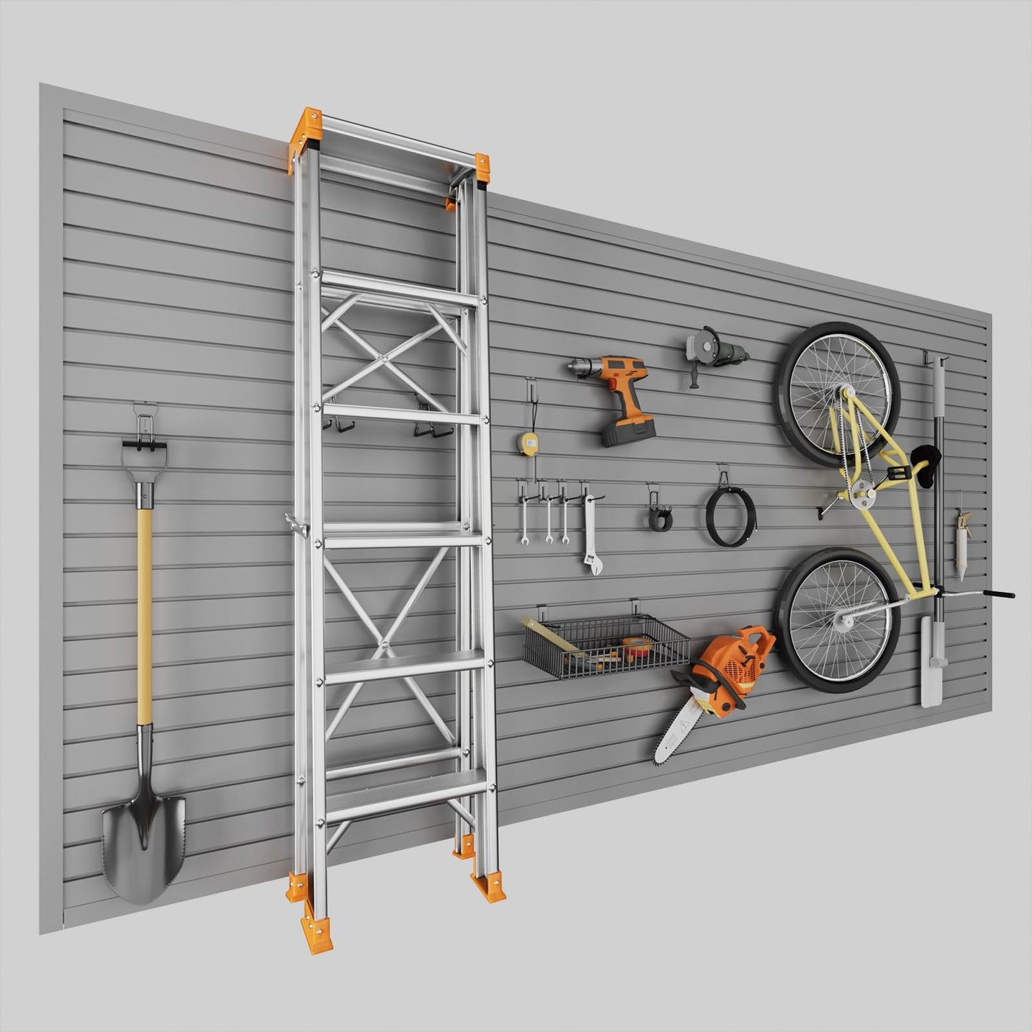 Ginchain 4 x 8 FT Slatwall Panel Garage Wall Organizer, Heavy Duty Slat Wall Paneling Sheets, Interlocking PVC Panels, Garage Slatwall for Tool Organization Mounted Storage Systems