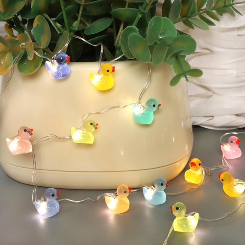 FLAVCHARM Mini Ducks String Lights USB Plug-in or Battery Operated Remote Timer 10ft 40LEDs Tiny Fairy Light for DIY Dollhouse Decor Micro Landscape Aquarium Craft Charms Birthday Gift Party Favor