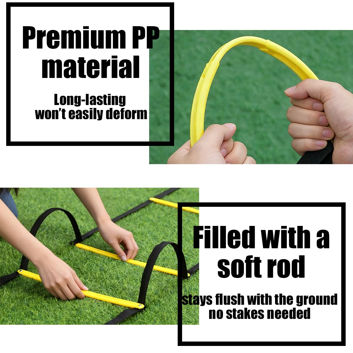 Tangle-Free Agility Ladder Speed Training Equipment - 2lbs Heavy Duty Design with 12 Fixed Rungs - 18ft Connectable Quick Setup Footwork Drill Gear for Soccer, Football, Boxing (Storage Bag Included)
