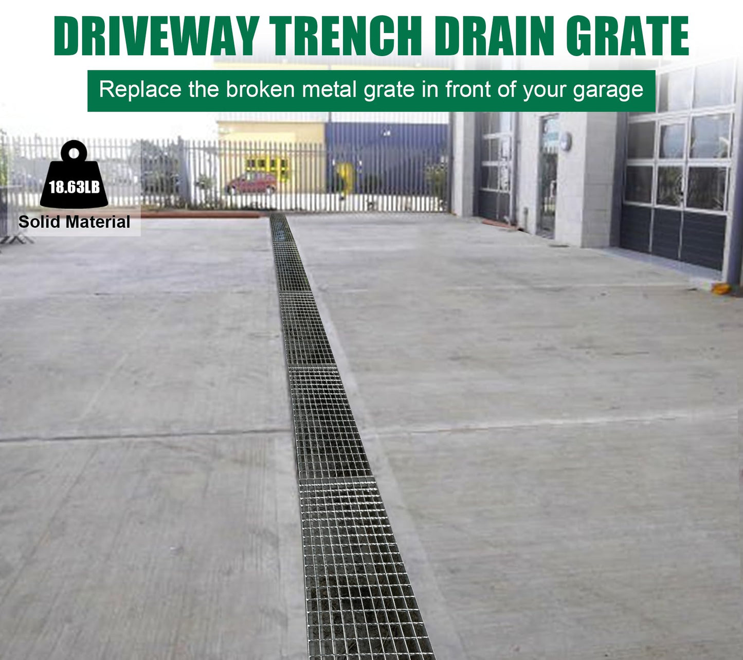 Natotela Galvanized Steel Driveway Trench Grate-39.4x11.8 in. Metal Channel Drain Grate,Outdoor Heavy Duty Channel Drainage Cover for Garage Factory Parking Lot Commercial Concrete Floor