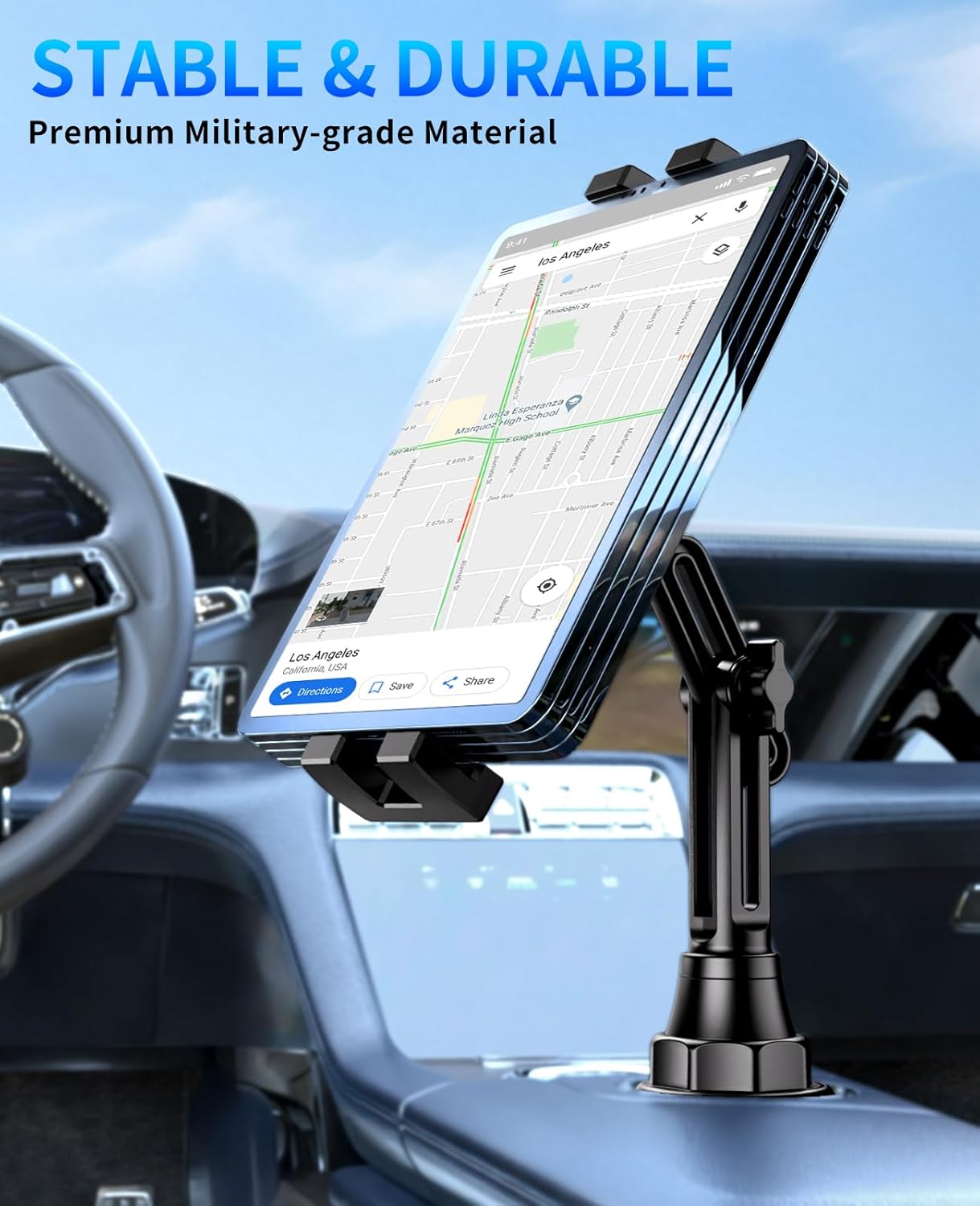 YYDBS 4.7-13 Tablet Holder for Car, Car Cup iPad Holder Mount, [Upgraded Version] Universal Cup Cradle, Long Adjustable