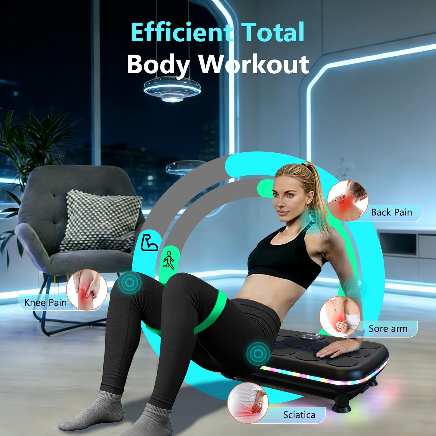 AXV Vibration Plate Fitness Platform Exercise Machine Vibrating Shaking Full Body Shaker Workout Vibrate Stand Shake Board Sport for Weight Loss Fat Burner for Gym Home Office