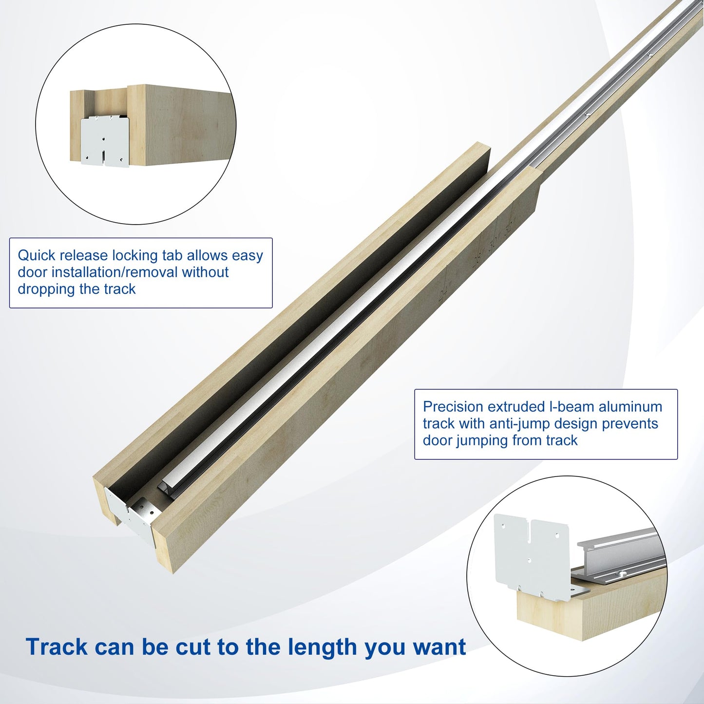 JUBEST 400LBS Pocket Door Frame Kit, Commercial Grade, for 2x6 Stud Wall, Heavy-Duty Hidden Door Kit for 24" to 36"x80" Door, Easy to Install, Durable and Strongly