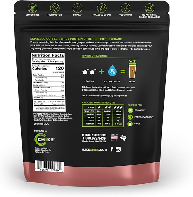 Chike Cinnamon High Protein Iced Coffee, 20 G Protein, 2 Shots Espresso, 1 G Sugar, Keto Friendly and Gluten Free, 14 Servings (14.8 Ounce)