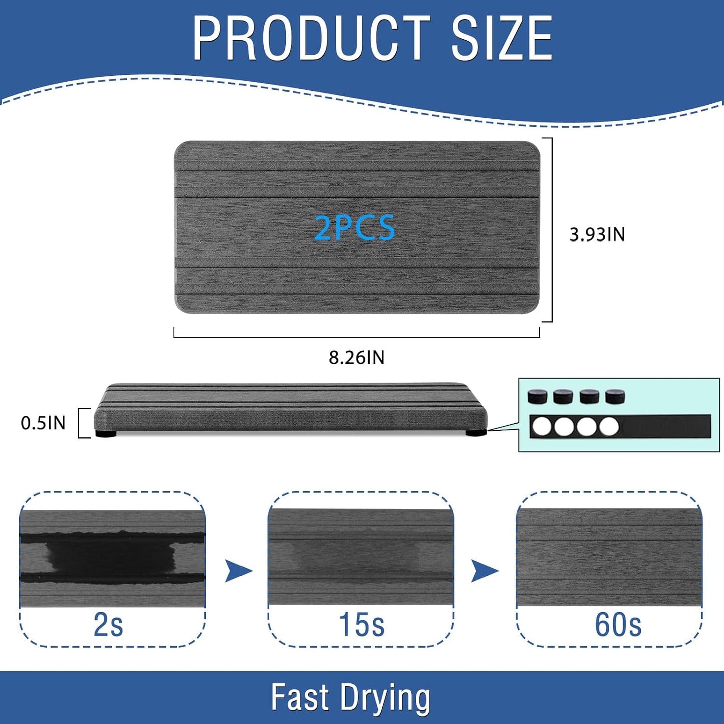 Skiennix Water Absorbing Stone Tray - Quick Drying Diatomite Coasters for Kitchen & Bathroom | 2PCS Set