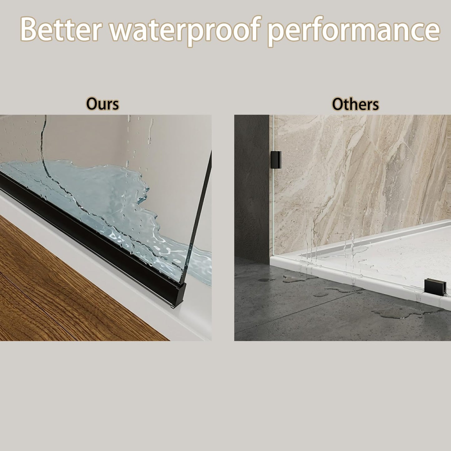 Viivppai Shower Screen 36" x 76" Half Frameless Shower Wall Panel, Tempered Glass 3/8 inch, Easy to clean Coating, Fixed Glass Shower Door with Hardware (Matte Black)