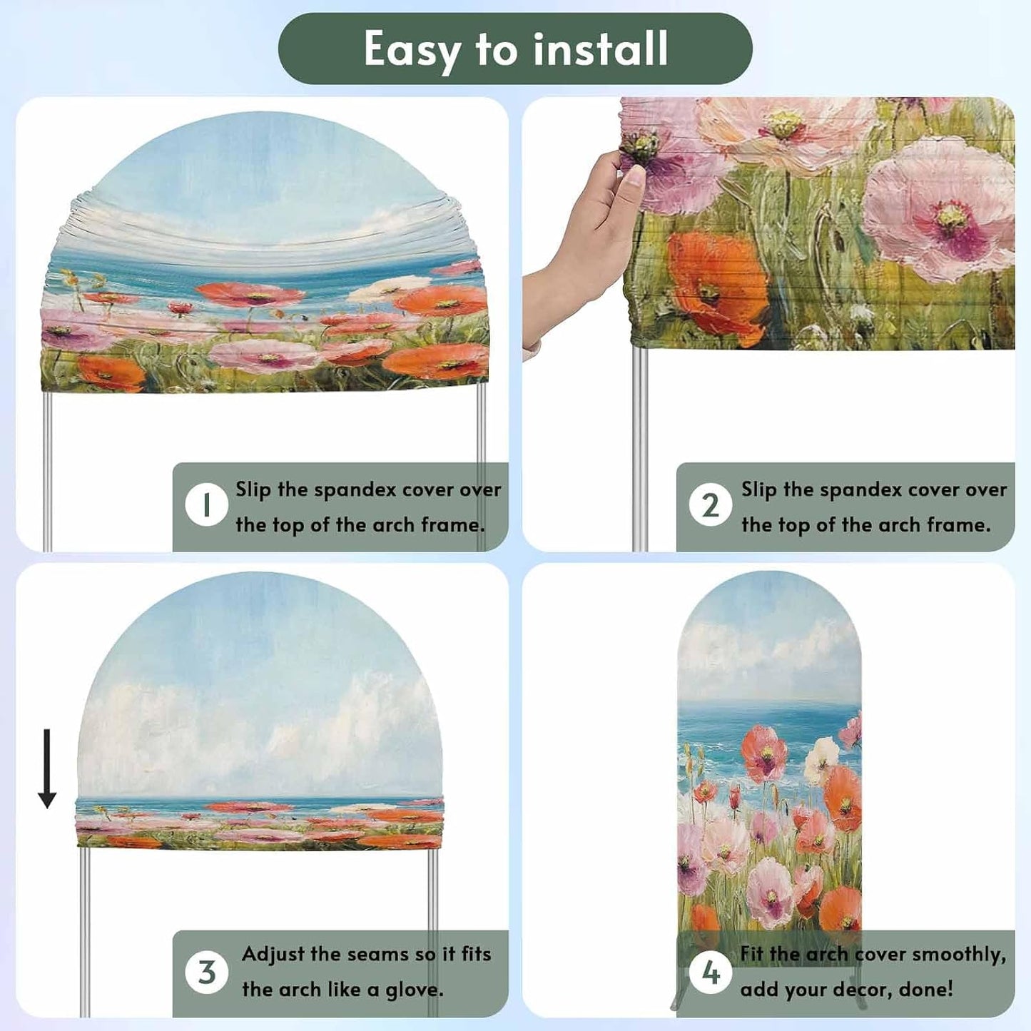 Jnbasdffb 6 Pink Spring Floral Wedding Arch Cover,Stretchy Spandex Arch Backdrop Stand Covers FT,Modern Abstract Art