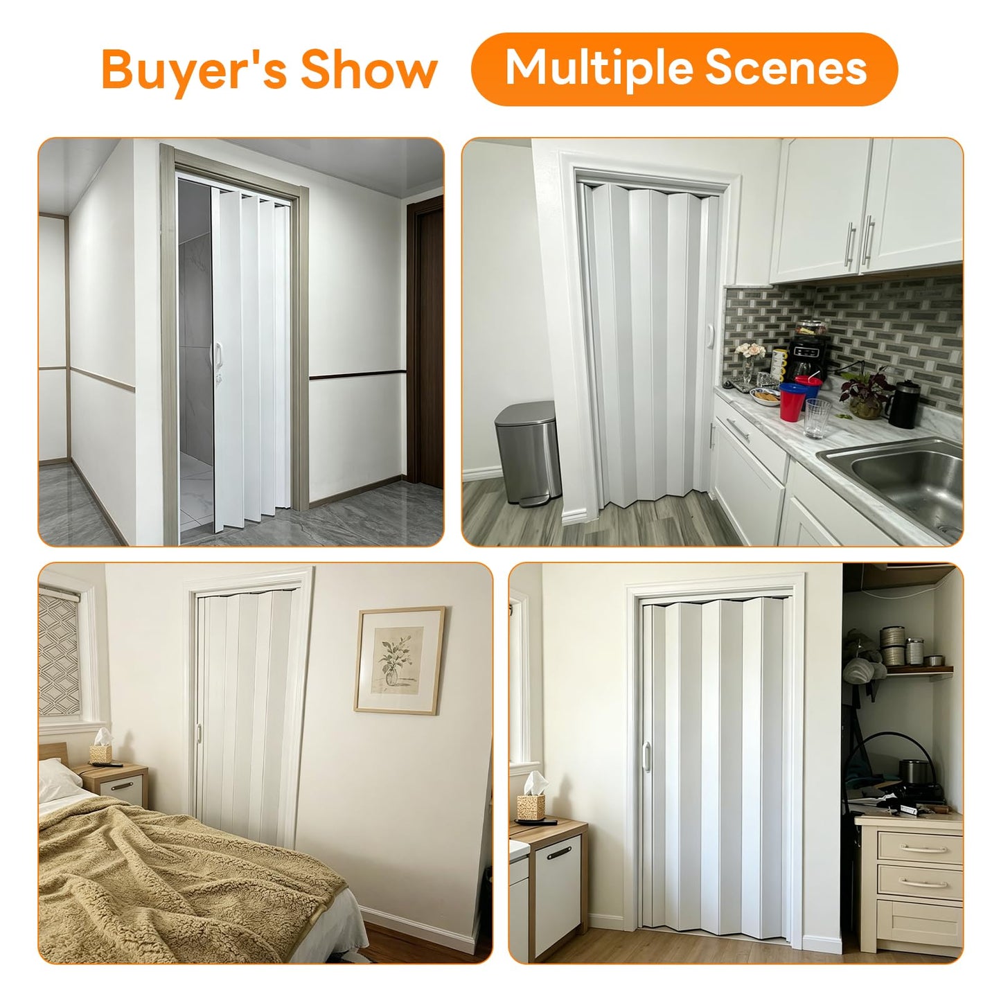 CCBOYSHARDWARE 38X80in PVC Accordion Door Interior, Folding Doors with Lock and Handle,Space-Saving Double-Layer Sliding Door for Closet, Pantry & Room Divider, Easy to Clean, Trimmable