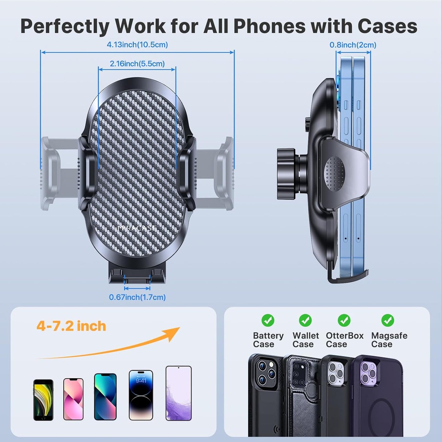 Miracase 2 Pack Phone Holders for Your Car with Metal Hook Clip, Air Vent Cell Phone Stand Car Mount, Universal