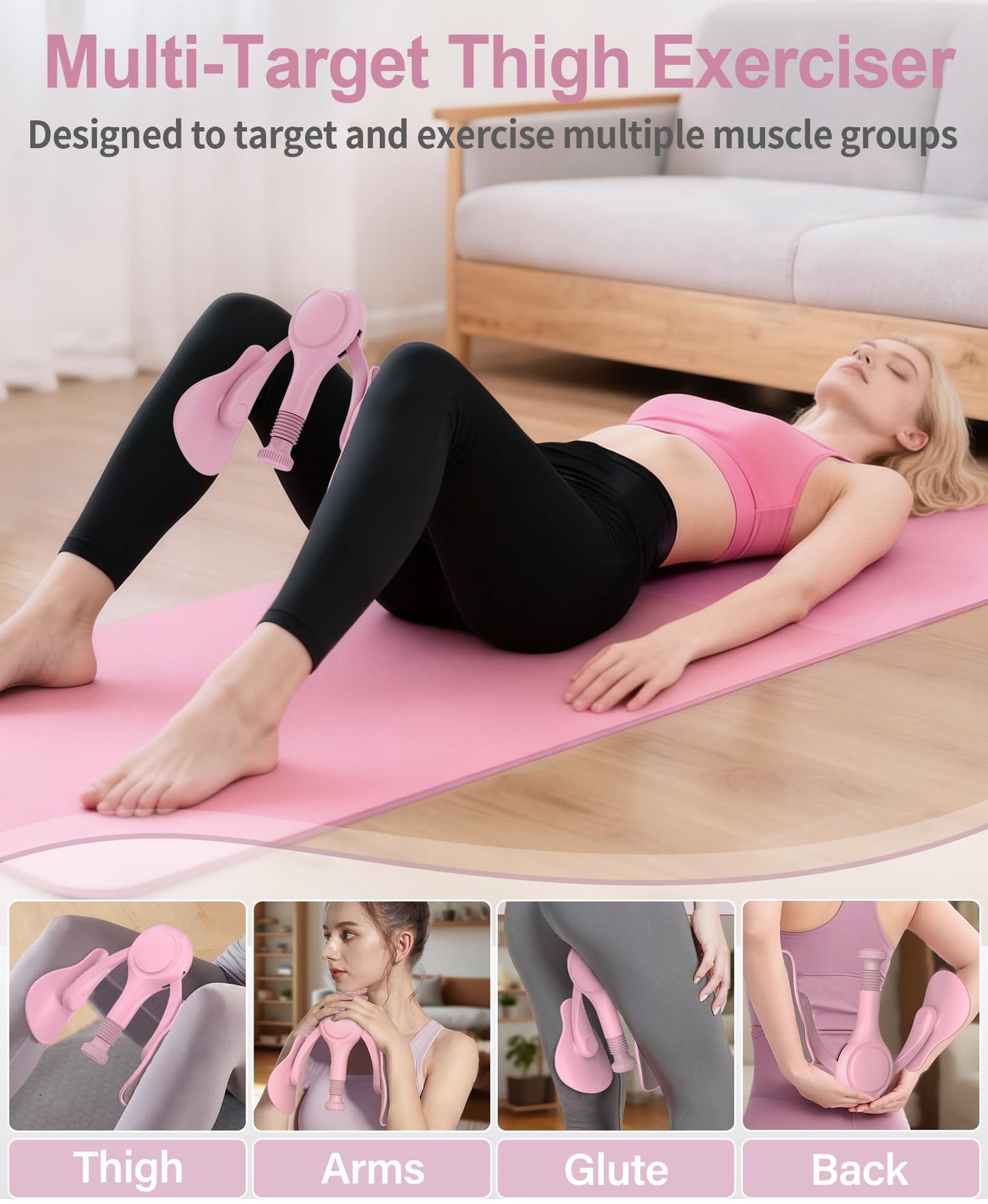 Pelvic Floor Exercise Device Kegel Exerciser Muscle Trainer 15-70lbs Adjustable for Women/Men, Inner Thigh Exerciser Hip Abductor Machine with Resistance Band, Leg Workout