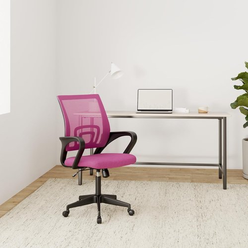BestOffice Ergonomic Office Chair - Mid-Back Swivel Design with Breathable Backrest & Lumbar Support - Adjustable Height, Pink for Adults & Women