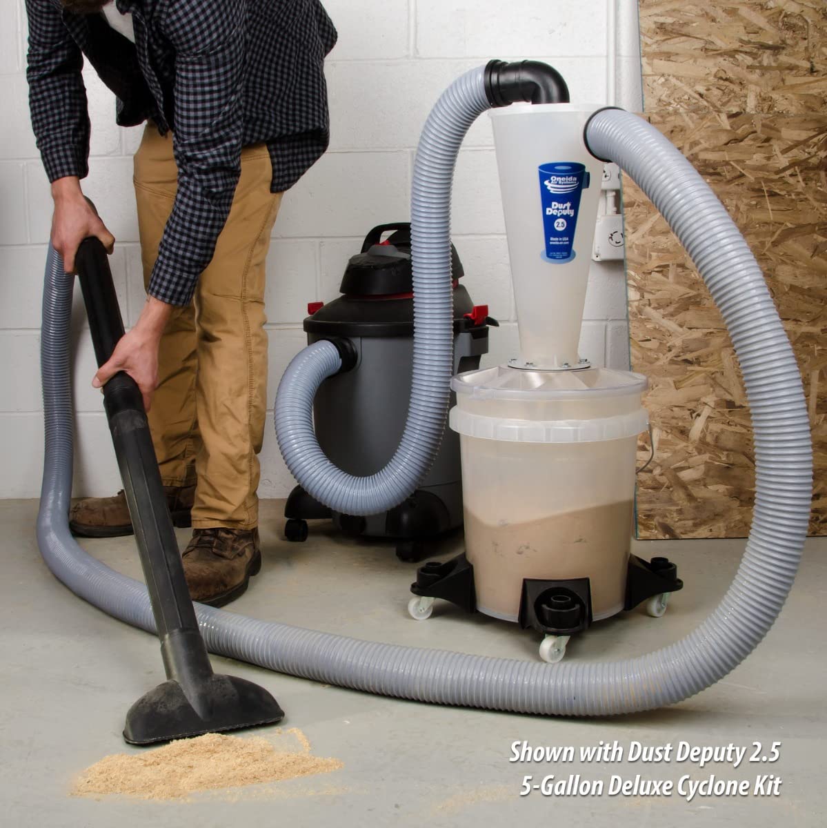 Oneida Air Systems Dust Collector & Cyclone Separator Kit DD Deluxe 5-Gal - Clear Bucket - Portable