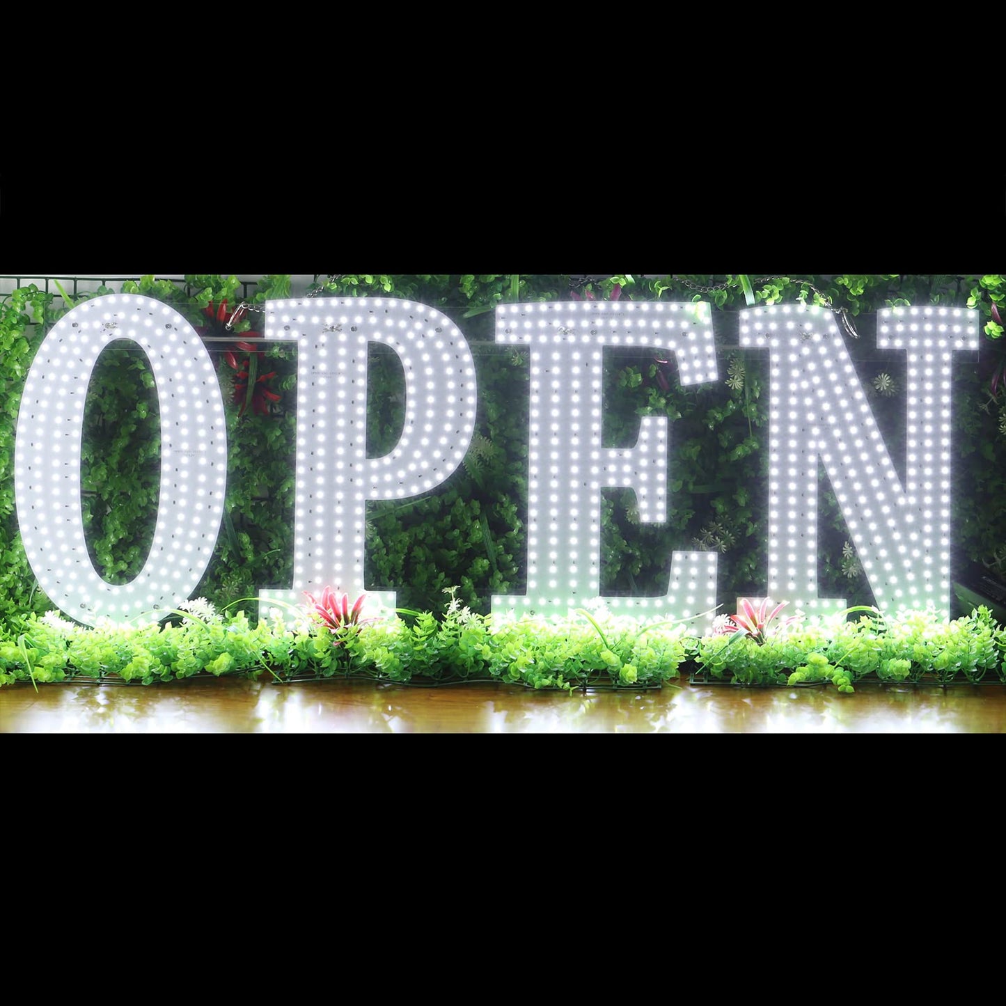 48"x17" Super Large LED Open Signs for Business with Remote Controlled, 10 Levels Brightness Adjustable Unique Design Super Bright with Chain, High Visibility for Store Bar Retail Shops Salon Office