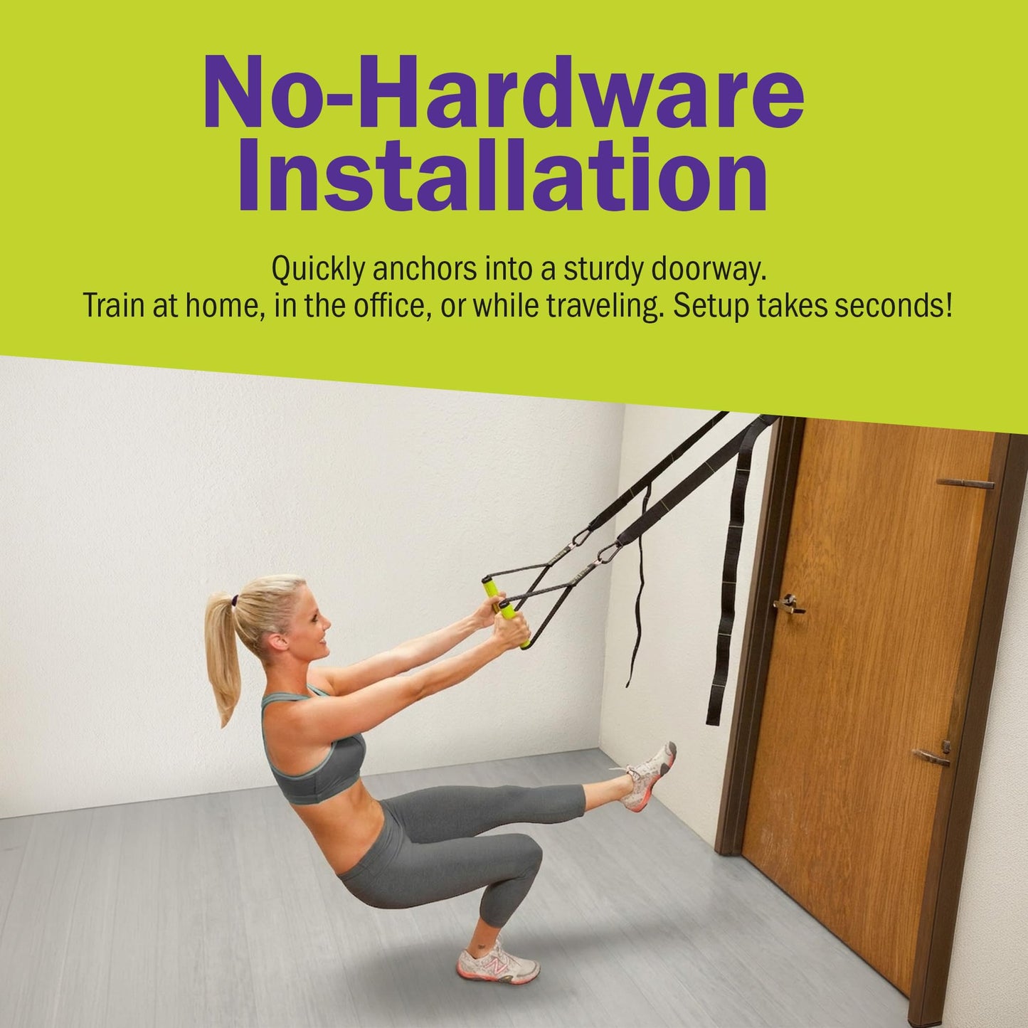 GoFit Gravity Straps Suspension Trainer with Exercise Manual, Adjustable Bodyweight Training System with Handles and Anchoring Strap for Full Body Strength and Stability Workouts