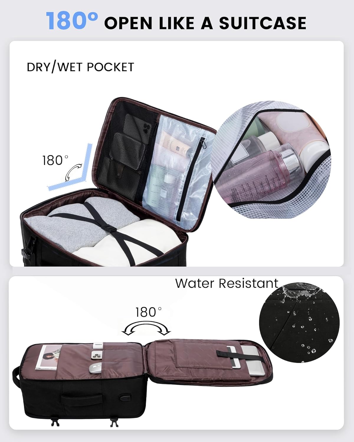 Backpack, 40L Backpack, Backpack 17 Inch Backpack LOVEVOOK Travel Extra Large Carry on with USB Port, Water Resistant