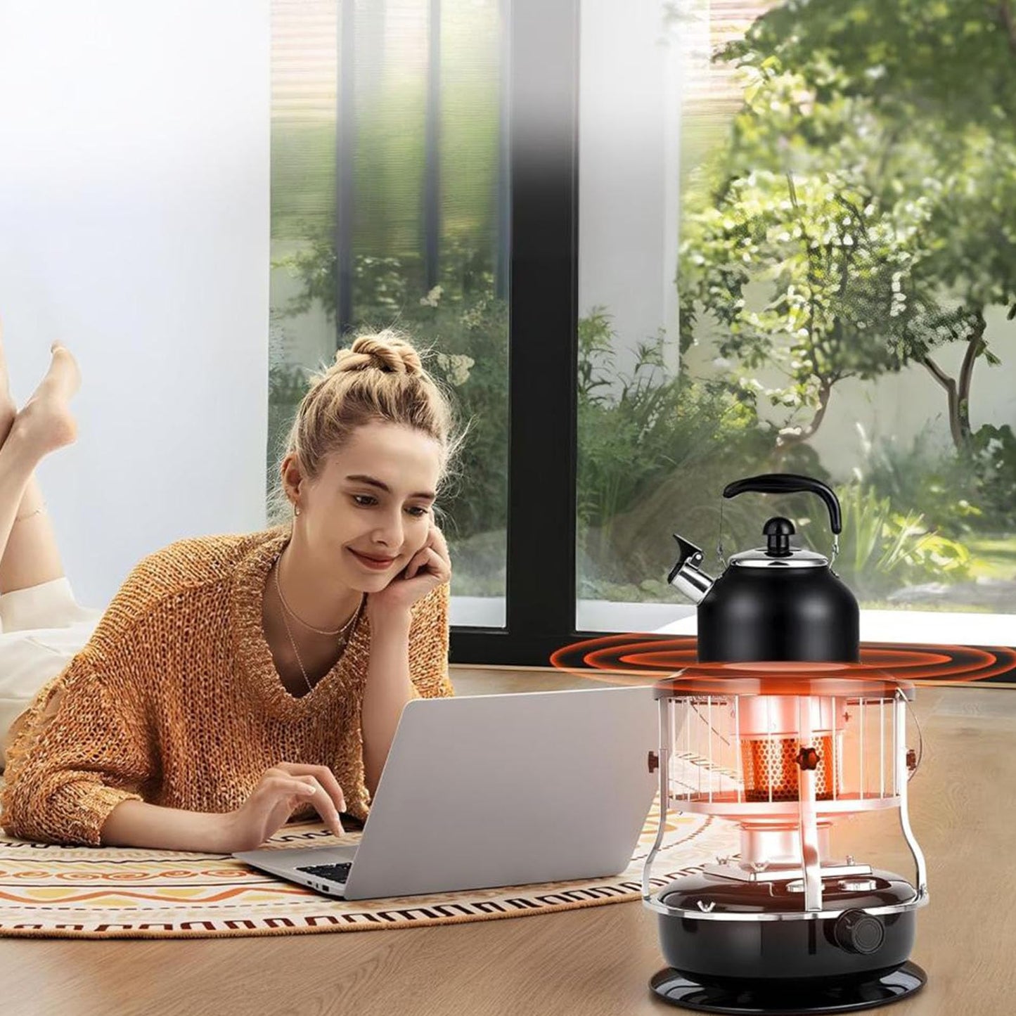 Portable Kerosene Heater, 9000 BTU Radiant Space Heater Adjustable Height Non Electric Indoor Heater with 4.6L Fuel Tank, for Garage Camping