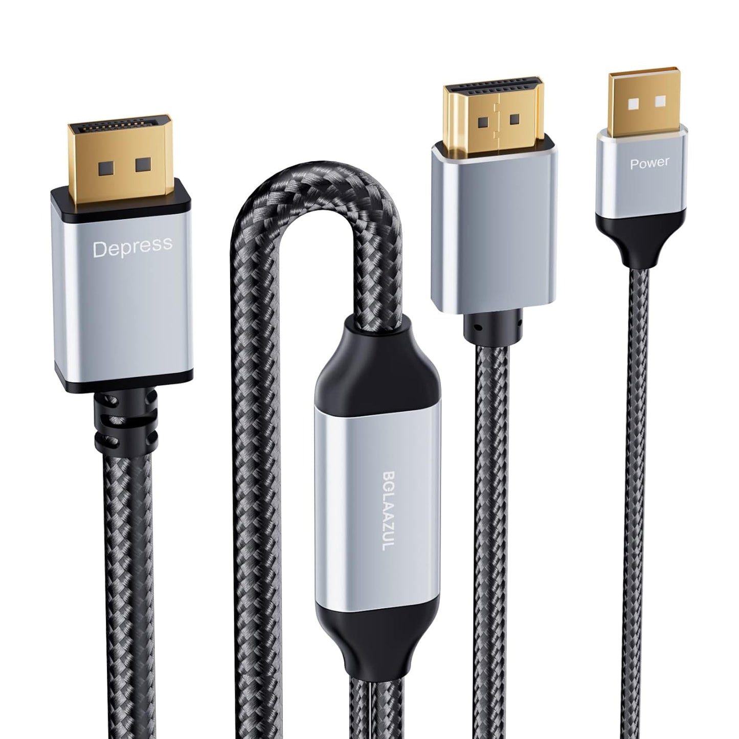 4K 6.6ft BolAAzuL HDMI to DisplayPort Cable - Unidirectional HDMI Source to Displayport Monitor Cable - USB