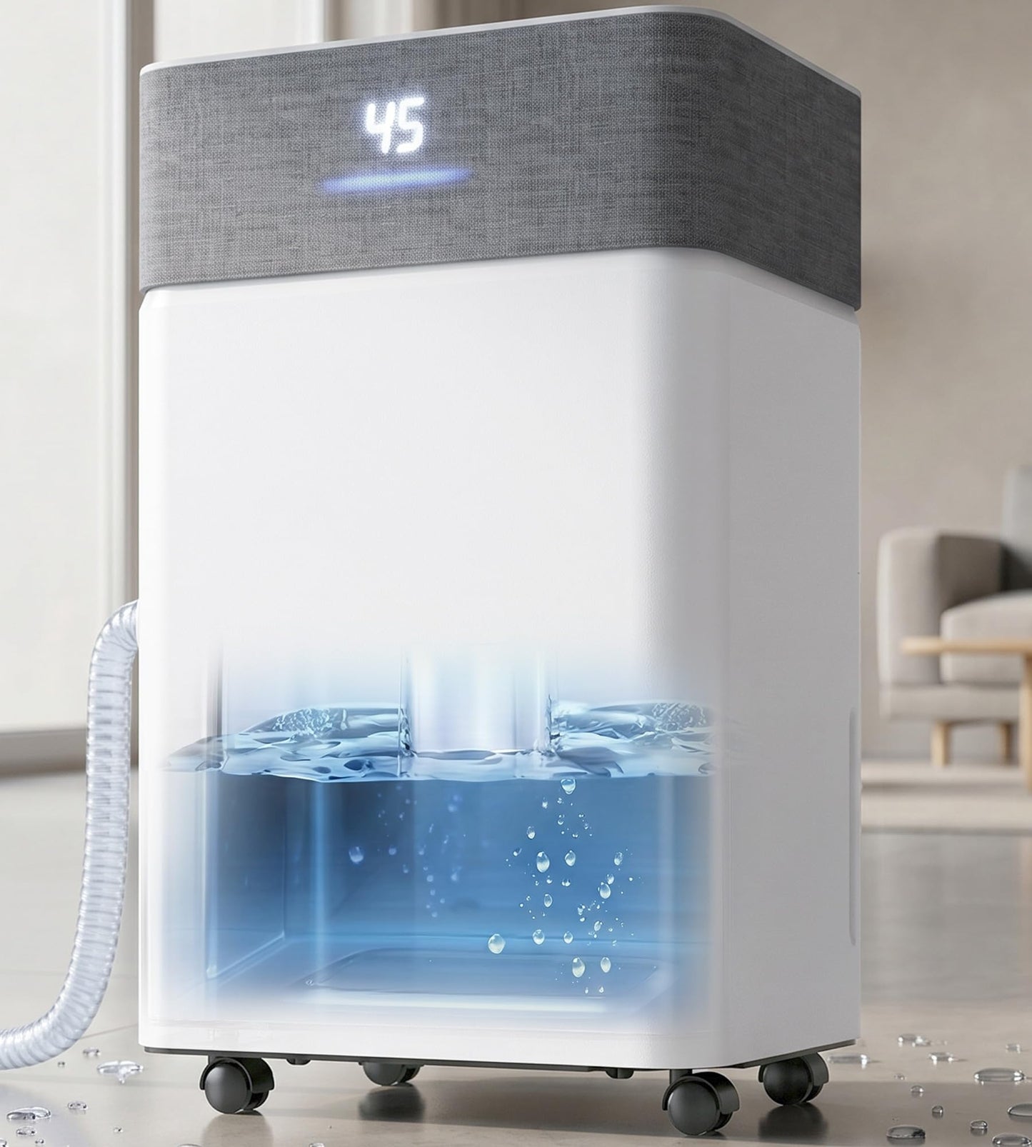 AKIRES 55Pint Dehumidifier for 4000Sq.Ft, Smart Dehumidifier with Drain Hose, 1.15Gal Removable Tank, LED Display, 24H Timer & Child Lock, Dehumidifier for Basement,Bedroom,Bathroom(White)