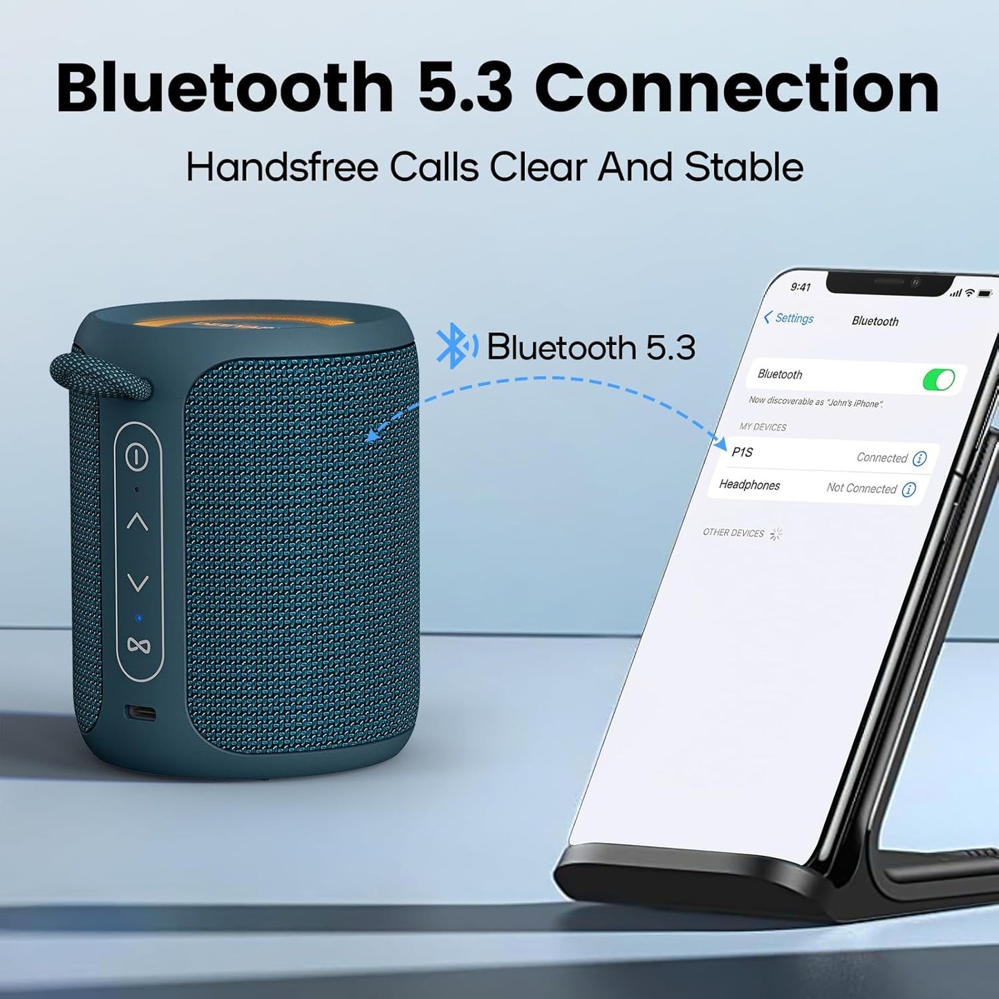 Deeyaple Wireless,IP67 Lights,15W 2500mAh BT5.3, Bluetooth Speaker Waterproof & Dustproof Portable Speaker with Loud