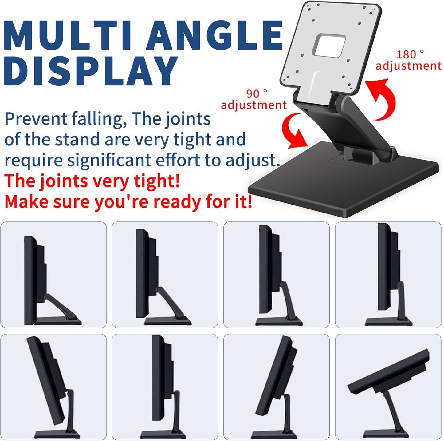 Bestoct 12-24" 75x75mm 100x100mm Low Profile Monitor Stand, LCD TV Foldable Mount for Desk, Lay Flat Stand for Screens